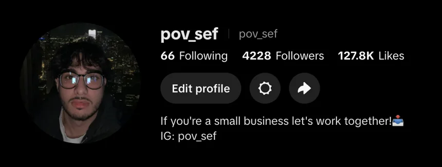 TikTok @pov_sef — 4,228 followers and 127.8K likes